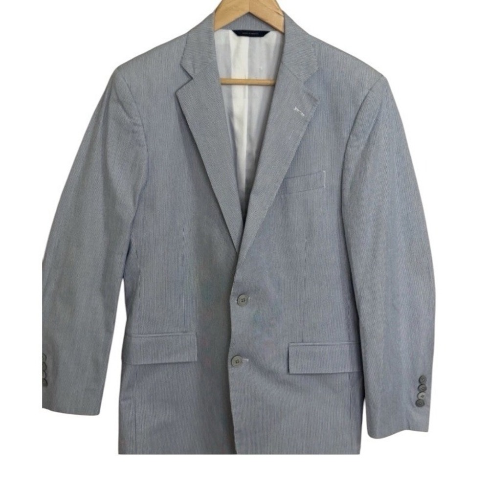 Brooks Brothers Seersucker Regent Fit Blazer Striped Lined Men's Size 38R Blue